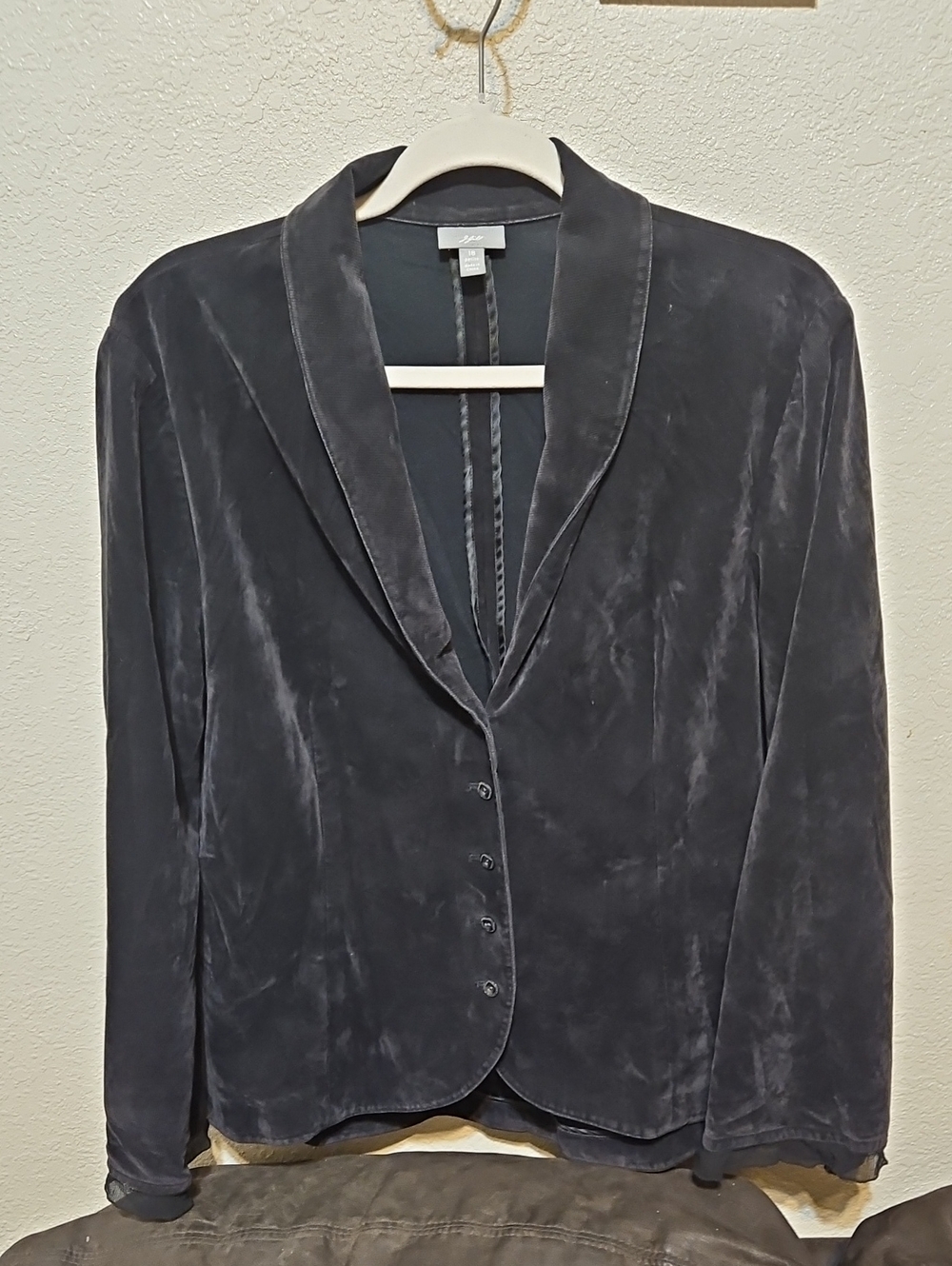 J. Jill Charcoal Velvet-Look Corduroy Shawl Collar Blazer